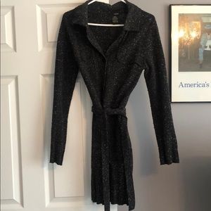 Women’s belted long  sweater jacket